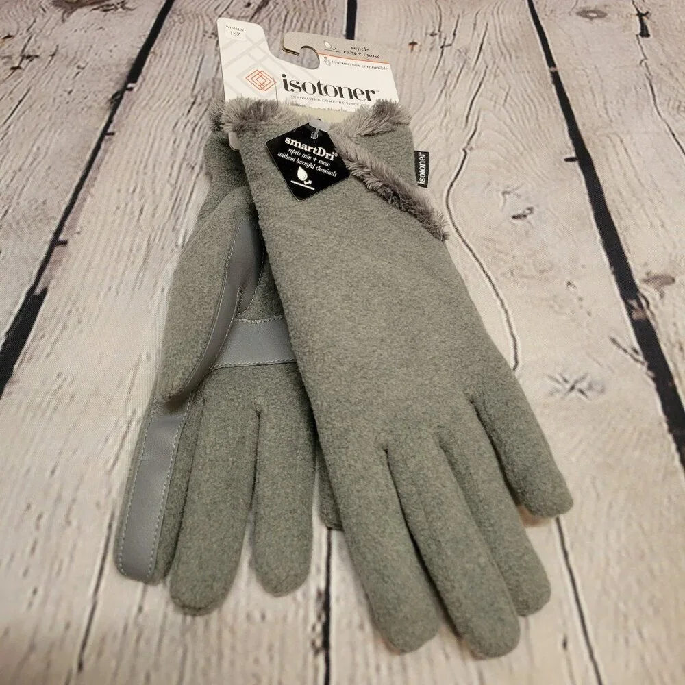 Isotoner Signature Women's Stretch Fleece Overlap Water-Repellent Gloves - Picture 1 of 5